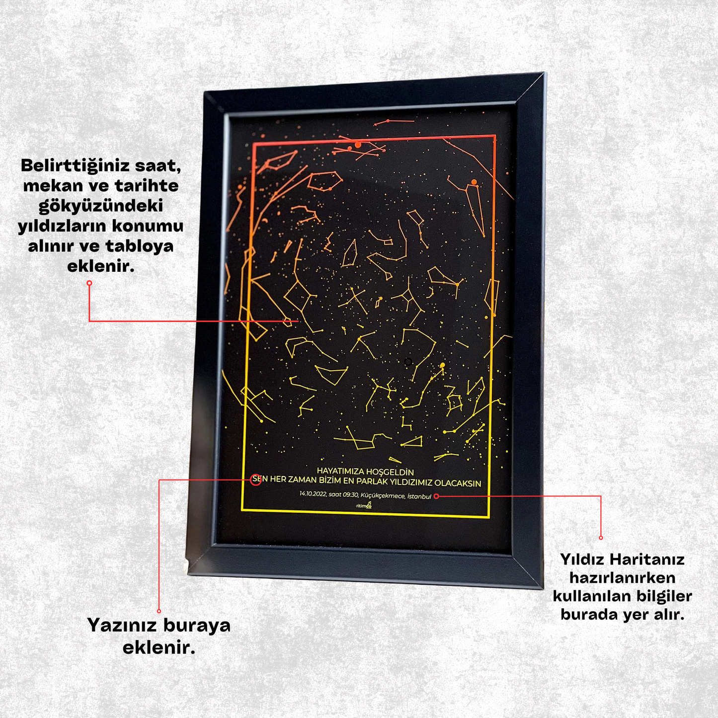 Gökyüzü Haritası Black & Gold